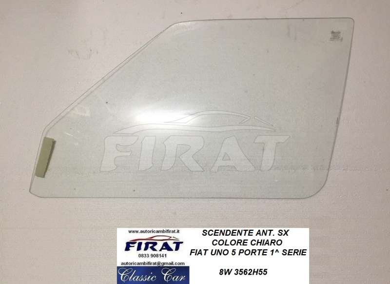 VETRO SCENDENTE FIAT UNO 5 PORTE 1^ SERIE ANT.SX CHIARO